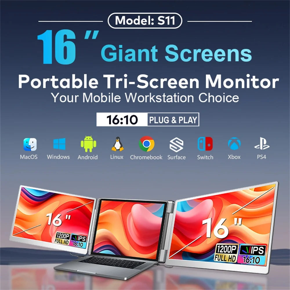 Visture™ FHD IPS Portable Monitor – Dual & Triple Screen Laptop Extender for Gaming, Trading & Productivity 💻🎮📈