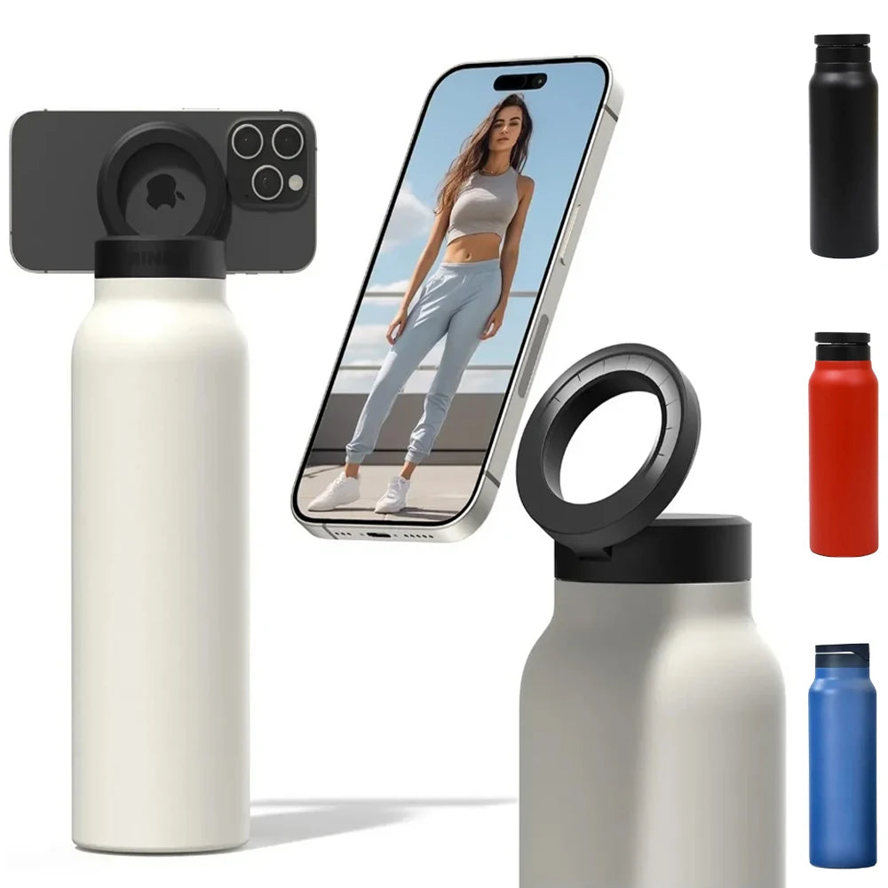 ThermaMag™ 800ML Stainless Steel Insulated Bottle with Magnetic Phone Tripod