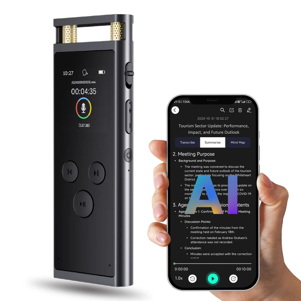AIVOX Pro™ 64GB – AI Voice Recorder with Transcription, Translation & Mind Mapping [AI Edition]
