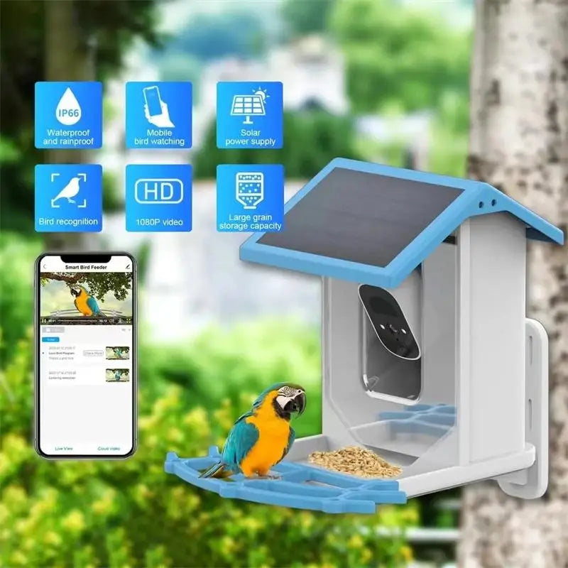 BirdEye™ 2K Smart Solar Bird Feeder – AI Bird ID, Auto Video Capture & Arrival Alerts