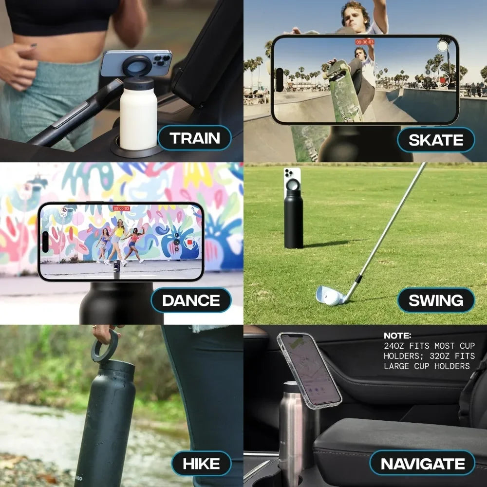 ThermaMag™ 800ML Stainless Steel Insulated Bottle with Magnetic Phone Tripod