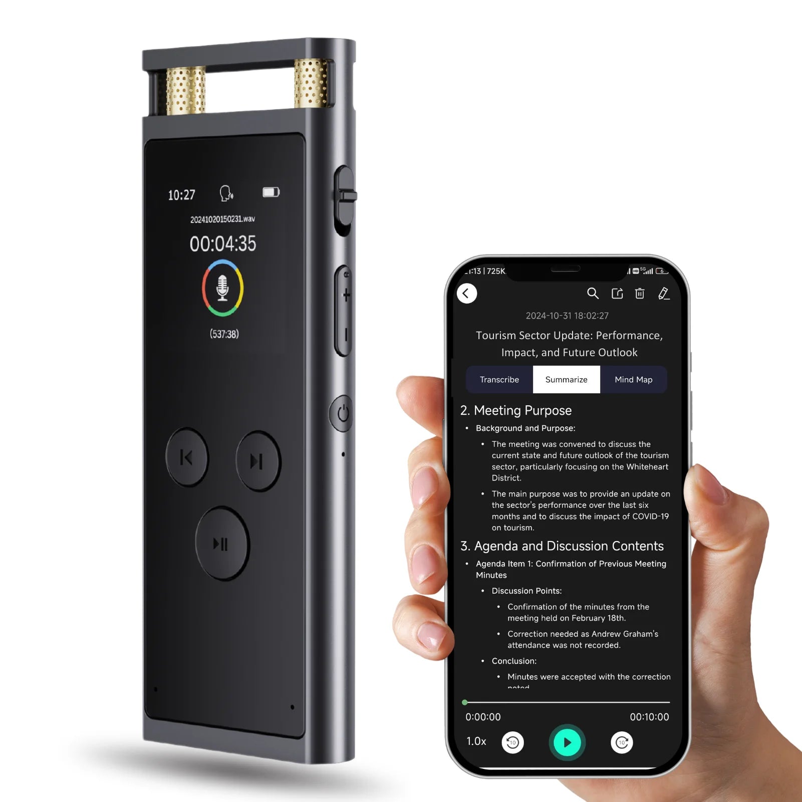 AIVOX Pro™ 64GB – AI Voice Recorder with Transcription, Translation & Mind Mapping [AI Edition]