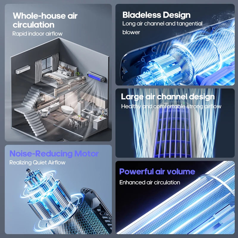 HUMI Chill™ Portable Tower Fan – 2000mAh Rechargeable Quiet Desktop & Wall-Mount Circulating Fan, 3-Speed Adjustable