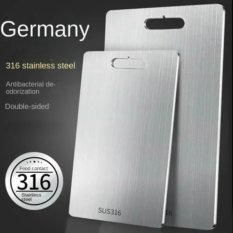 SteelPure™ 316 Stainless Steel Double-Sided Cutting Board & Kneading Panel – Antibacterial Kitchen Prep Board